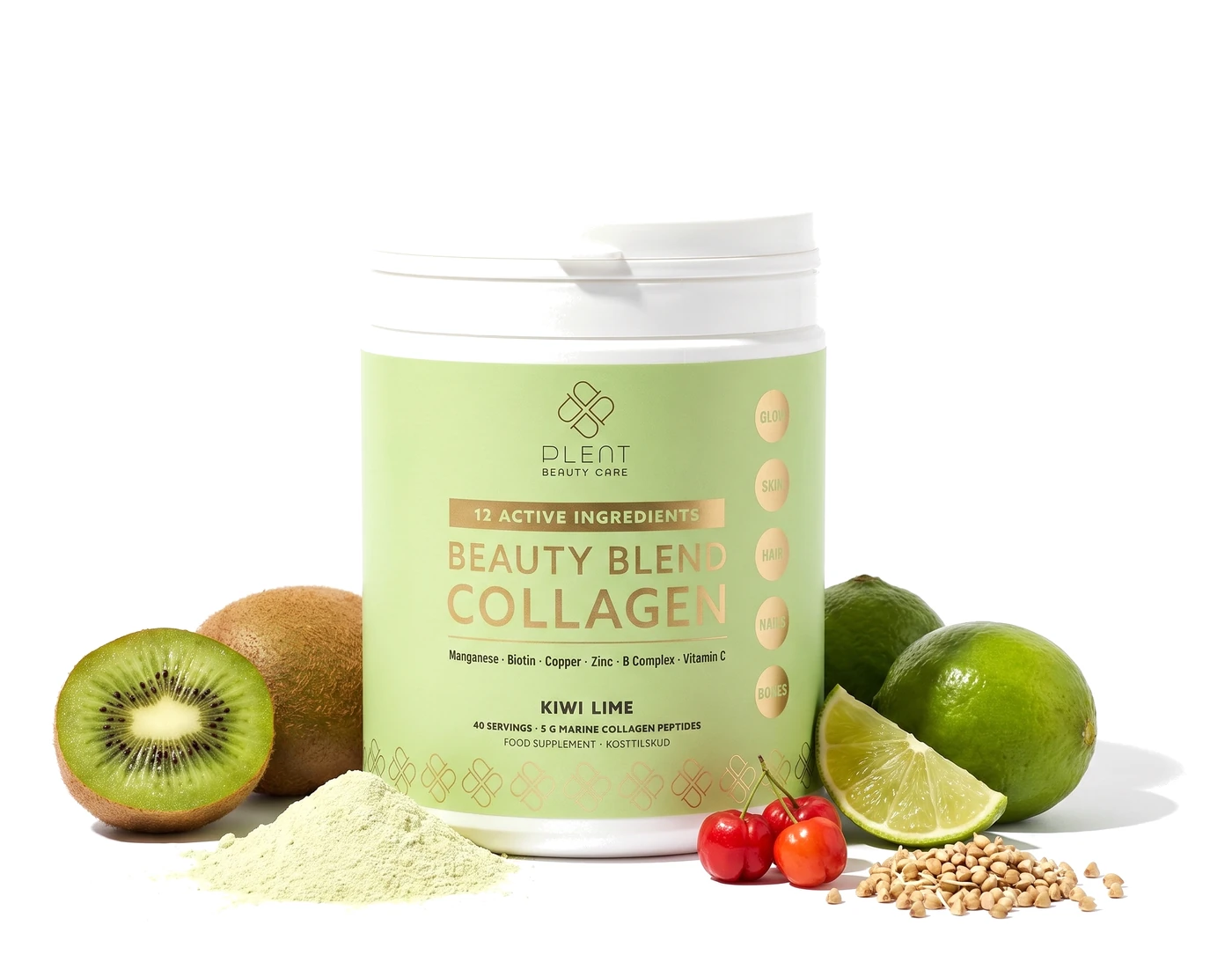 Plent BEAUTY kolagen morski mieszanka Beauty kiwi limonka, słoik 277 g