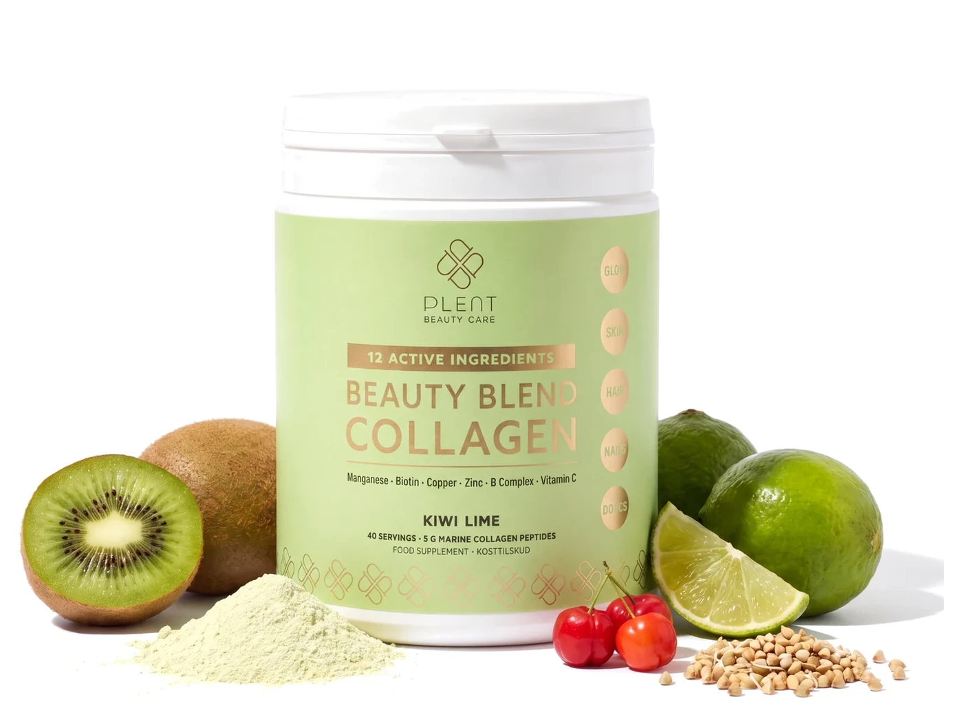 PLENT BEAUTY kiwi limonka, kolagen rybi z 12 składnikami, pojemnik 277 g